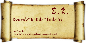 Dvorák Kálmán névjegykártya