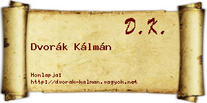 Dvorák Kálmán névjegykártya